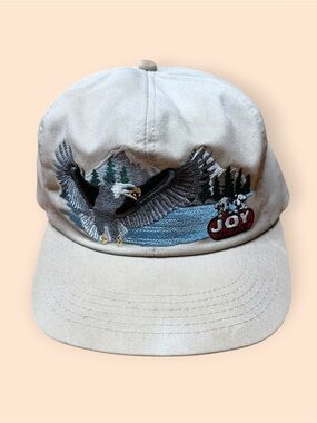 Vintage 1990s Joy Dog Food SnapBack Hat Nature Eagle Mountains 90s Vtg
